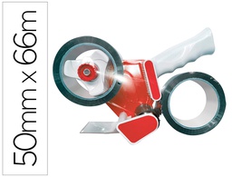 [KF11268] PORTARROLLO Q-CONNECT PARA EMBALAJE PARA CINTAS DE 66MT X 50MM INCLUYE 2 ROLLOS CINTA MARRON