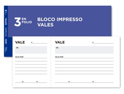 [T104-P] TALONARIO LIDERPAPEL VALES TRES EN FOLIO 104 TEXTO EN PORTUGUES