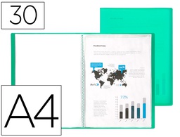 [EC72] CARPETA LIDERPAPEL ESCAPARATE 30 FUNDAS POLIPROPILENO DIN A4 VERDE TRANSLUCIDO