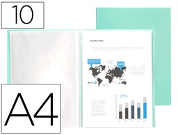[EC65] CARPETA LIDERPAPEL ESCAPARATE 10 FUNDAS POLIPROPILENO DIN A4 VERDE MANZANA OPACO