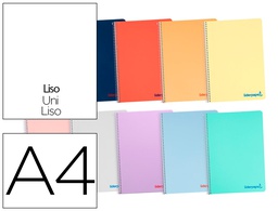 [TH66] CUADERNO ESPIRAL LIDERPAPEL A4 WONDER TAPA PLASTICO 80H 90 GR LISO COLORES SURTIDOS