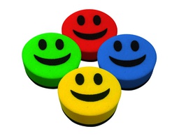 [RD01] BORRADOR LIDERPAPEL PIZARRA BLANCA REDONDO 5 CM DIAMETRO MAGNETICO CARA SMILEY COLORES SURTIDOS