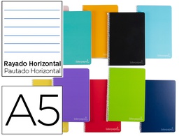 [BJ07] CUADERNO ESPIRAL LIDERPAPEL A5 MICRO WITTY TAPA DURA 140H 75GR HORIZONTAL 8MM 5 BANDAS 6 TALADROS COLORES SURTIDOS
