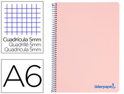 [BD11] CUADERNO ESPIRAL LIDERPAPEL A6 MICRO WONDER TAPA PLASTICO 120H 90 GR CUADRO 5MM 4 BANDAS COLOR ROSA