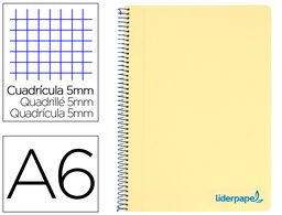 [BD15] CUADERNO ESPIRAL LIDERPAPEL A6 MICRO WONDER TAPA PLASTICO 120H 90 GR CUADRO 5MM 4 BANDAS COLOR AMARILLO
