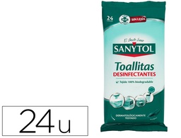 [83613] TOALLITA DESINFECTANTE SANYTOL BIODEGRADABLE PAQUETE DE 30 UNIDADES