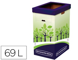 [8049202] CONTENEDOR PAPELERA RECICLAJE FELLOWES CARTON DOBLE 100% RECICLADO MONTAJE MANUAL ENTRADA SUPERIOR 69 LITROS