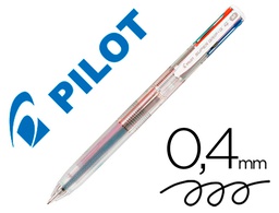 [NSG4T] BOLIGRAFO PILOT SUPER GRIP G 4 COLORES RETRACTIL SUJECION DE CAUCHO TINTA BASE DE ACEITE CUERPO TRANSPARENTE