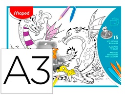 [831210] MANTEL PARA COLOREAR MAPED INDIVIDUAL DIN A3 PACK DE 15 UNIDADES SURTIDAS