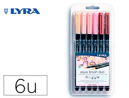 [L6521062] ROTULADOR LYRA AQUA BRUSH ACUARELABLE DOBLE PUNTA Y PINCEL TONOS PIEL BLISTER DE 6 UNIDADES SURTIDAS