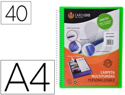 [53044054] CARPETA CARCHIVO ARCHIVEX POLIPROPILENO CANGURO VERDE ESCAPARATE CON ESPIRAL 40 FUNDAS CIERRE GOMAS DIN A4
