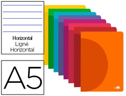 [LF04] LIBRETA LIDERPAPEL 360 TAPA DE PLASTICO A5 48 HOJAS 90G/M2 HORIZONTAL CON DOBLE MARGEN COLORES SURTIDOS