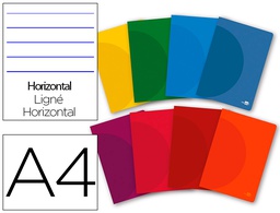 [LF02] LIBRETA LIDERPAPEL 360 TAPA DE PLASTICO A4 48 HOJAS 90G/M2 HORIZONTAL CON DOBLE MARGEN COLORES SURTIDOS