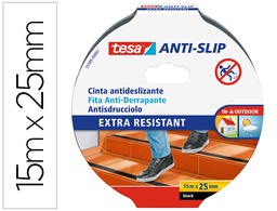 [55589-00001-11] CINTA ANTIDESLIZANTE ADHESIVA TESA USO INTERIOR / EXTERIOR COLOR NEGRO 15 MT X 25 MM