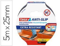 [55587-00003-11] CINTA ANTIDESLIZANTE ADHESIVA TESA USO INTERIOR / EXTERIOR COLOR NEGRO 5 MT X 25 MM