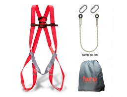 [BASICO1] CONJUNTO ANTICAIDAS FARU ARNES P01 + CUERDA C170 + 2 MOSQUETONES VIROLA + BOLSA PORTA ARNES