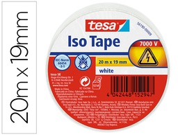 [56190-00009-22] CINTA ADHESIVA AISLANTE TESA 20 MT X 19 MM COLOR BLANCO
