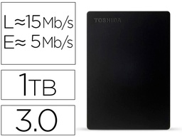 [HDTD310EK3DA] DISCO DURO EXTERNO TOSHIBA CANVIO SLIM HDD 2,50\" 5.000 MBIT/S USB 3.0 1 TB COLOR NEGRO