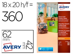 [L7110-20] ETIQUETA ADHESIVA AVERY KRAFT EFECTO CARTON RECTANGULAR REMOVIBLE PARA IMPRESORA LASER INYECCION TINTA