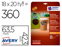 [L7103-20] ETIQUETA ADHESIVA AVERY KRAFT EFECTO CARTON OVALADA 63,5X42,3 MM REMOVIBLE LASER INK-JET CAJA DE 320 UNIDADES