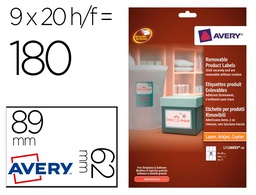 [L7108REV-20] ETIQUETA ADHESIVA AVERY REMOVIBLE PARA IMPRESORA LASER INYECCION TINTA FOTOCOPIADORA BLANCA 62X89 MM
