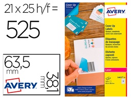 [L4613-25] ETIQUETA ADHESIVA CUBRIENTE AVERY PERMANENTE PARA IMPRESORA LASER BLANCA 63,5X 38,1 MM CAJA DE 525 UNIDADES
