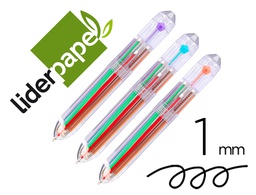 [BW02] BOLIGRAFO LIDERPAPEL 10 EN 1 CUERPO TRANSPARENTE 10 COLORES 1 MM RETRACTIL