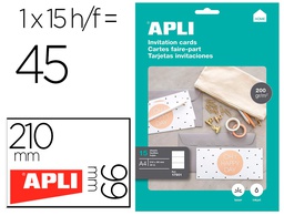 [17901] TARJETA DE VISITA APLI INVITACION HOGAR 210X99 MM 200 GR BLANCA BOLSA DE 15 HOJAS DIN A4