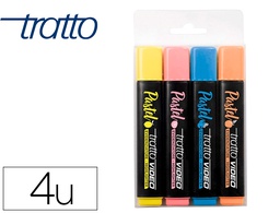 [F835800] ROTULADOR TRATTO VIDEO FLUORESCENTE PASTEL BLISTER DE4 UNIDADES COLORES SURTIDOS