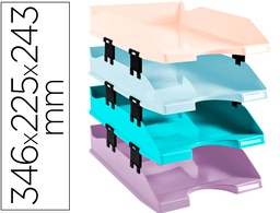 [113296SETD] BANDEJA SOBREMESA EXACOMPTA PLASTICO AQUAREL SET DE 4 BANDEJAS COMBO MIDI COLORES PASTEL 346X225X243 MM