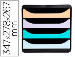 [3104296D] FICHERO CAJONES SOBREMESA EXACOMPTA BIG-BOX AQUAREL NEGRO 4 CAJONES COLORES PASTEL GLOSSY