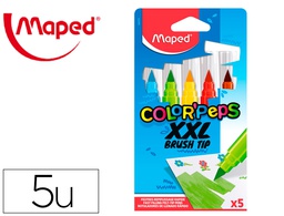 [844705] ROTULADOR MAPED COLOR PEPS JUMBO PUNTA PINCEL CAJA DE 5 COLORES SURTIDOS