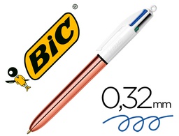 [504894] BOLIGRAFO BIC CUATRO COLORES SHINE ORO ROSA PUNTA DE 1 MM