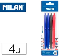 [BWM10254] BOLIGRAFO MILAN P1 RETRACTIL 1 MM TOUCH BLISTER DE 4 UNIDADES COLORES SURTIDOS