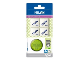[BYM10227] SACAPUNTAS MILAN SPIN PLASTICO 1 USO + 4 GOMAS 430