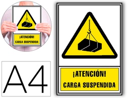 [6172-04 AM] PICTOGRAMA ARCHIVO 2000 ATENCION CARGA SUSPENDIDA PVC AMARILLO LUMINISCENTE 210X297 MM