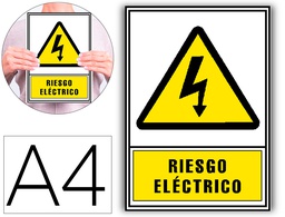 [6172-03 AM] PICTOGRAMA ARCHIVO 2000 RIESGO ELECTRICO PVC AMARILLO LUMINISCENTE 210X297 MM