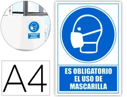 [6173-11 AZ] PICTOGRAMA ARCHIVO 2000 OBLIGATORIO EL USO DE MASCARILLA PVC COLOR AZUL 210X297 MM