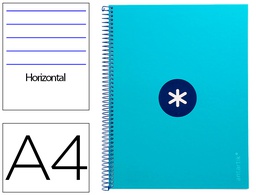[KB36] CUADERNO ESPIRAL LIDERPAPEL A4 MICRO ANTARTIK TAPA FORRADA80H 90 GR HORIZONTAL 1 BANDA 4 TALADROS COLOR TURQUESA