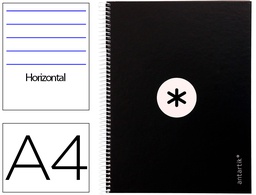[KB28] CUADERNO ESPIRAL LIDERPAPEL A4 MICRO ANTARTIK TAPA FORRADA80H 90 GR HORIZONTAL 1 BANDA 4 TALADROS COLOR NEGRO