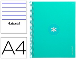 [KB33] CUADERNO ESPIRAL LIDERPAPEL A4 MICRO ANTARTIK TAPA FORRADA80H 90 GR HORIZONTAL 1 BANDA 4 TALADROS COLOR MENTA