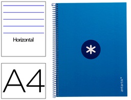 [KB37] CUADERNO ESPIRAL LIDERPAPEL A4 MICRO ANTARTIK TAPA FORRADA80H 90 GR HORIZONTAL 1 BANDA 4 TALADROS COLOR AZUL OSCURO
