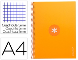 [KB21] CUADERNO ESPIRAL LIDERPAPEL A4 MICRO ANTARTIK TAPA FORRADA 80H 90 GR CUADRO 5MM 1 BANDA 4 TALADROS MOSTAZA