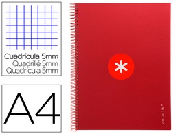 [KB19] CUADERNO ESPIRAL LIDERPAPEL A4 MICRO ANTARTIK TAPA FORRADA 80H 90 GR CUADRO 5MM 1 BANDA 4 TALADROS FRAMBUESA