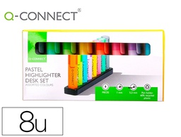[KF17806] ROTULADOR Q-CONNECT FLUORESCENTE PASTEL PUNTA BISELADA ESTUCHE DE SOBREMESA 8 COLORES SURTIDOS