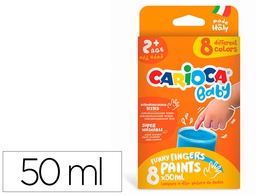 [43174] PINTURA A DEDOS CARIOCA BABY 50 ML CAJA DE 8 COLORES SURTIDOS