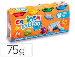 [43180] PASTA DE MODELAR CARIOCA BABY DOUGH BOTE 75 G SET DE 8 COLORES SURTIDOS