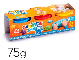 [43179] PASTA DE MODELAR CARIOCA BABY DOUGH BOTE 75 G SET DE 3 COLORES SURTIDOS