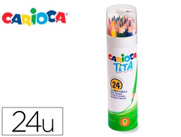 [43341] LAPICES DE COLORES CARIOCA TITA MINA 3 MM TUBO CARTON 24 COLORES SURTIDOS + SACAPUNTAS
