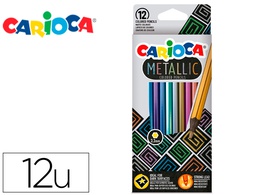 [43164] LAPICES DE COLORES CARIOCA METALLIC HEXAGONAL MINA 3,3 MM CAJA DE 12 COLORES SURTIDOS